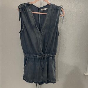 Sleeveless Denim Romper with Tie Waist